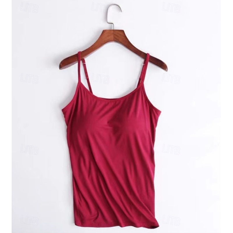 Women's Camisole Tank Top Solid Color Daily Casual Sleeveless Strap Regular Tops Daily Black White Pink Purple Fuchsia Summer2