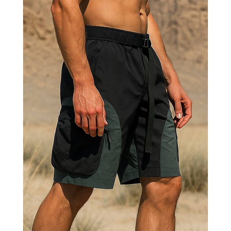 Men's Hiking Shorts sport shorts Patchwork Summer Outdoor Regular Fit Quick Dry Lightweight Breathable Shorts Elastic Waist Black Brown Tennis Golf Running M L XL XXL XXXL3