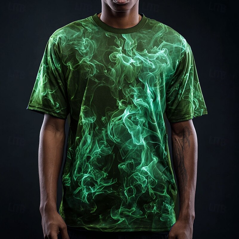 Halloween Men's Smoke T Shirt Short Sleeve T shirt 3D Print Crew Neck Shirt Gothic Street Casual Daily Yellow Red Purple Summer Spring All Seasons Clothing Apparel S M L XL XXL XXXL2