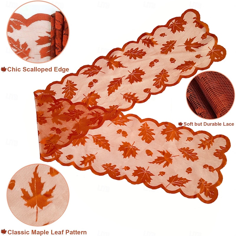 Thanksgiving Decor Fall Table Runner Fireplace Scarf Thanksgiving Decorations Maple Leaves Pumpkin Table Runner Fall Decor for Thanksgiving Door Decorations Autumn Harvest Festive Party Seasonal Decor3