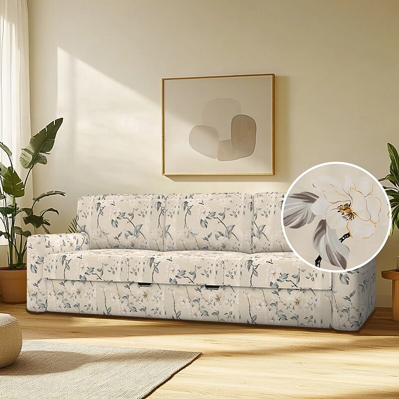 100% Cotton Sofa Cover Suitable For BÅRSLÖV Sofa Floral Plants Quilted Slipcovers