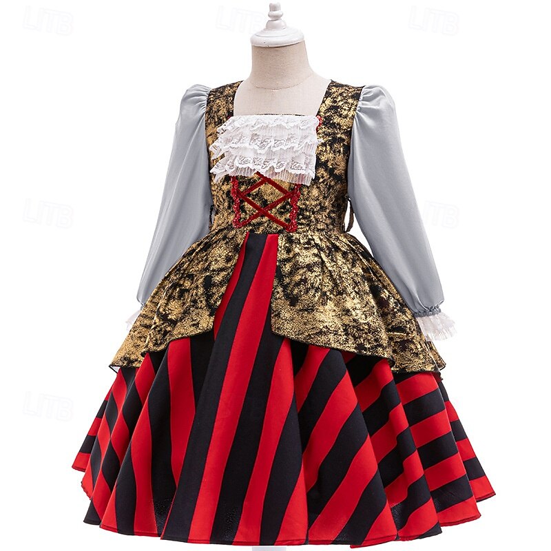 Pirates of the Caribbean Pirate Dress Hat Costume Adventure Movie Cosplay Movie Cosplay for Girls' Kid's Halloween Carnival World Book Day Performance Educational Dress Up School Event Dress Up4