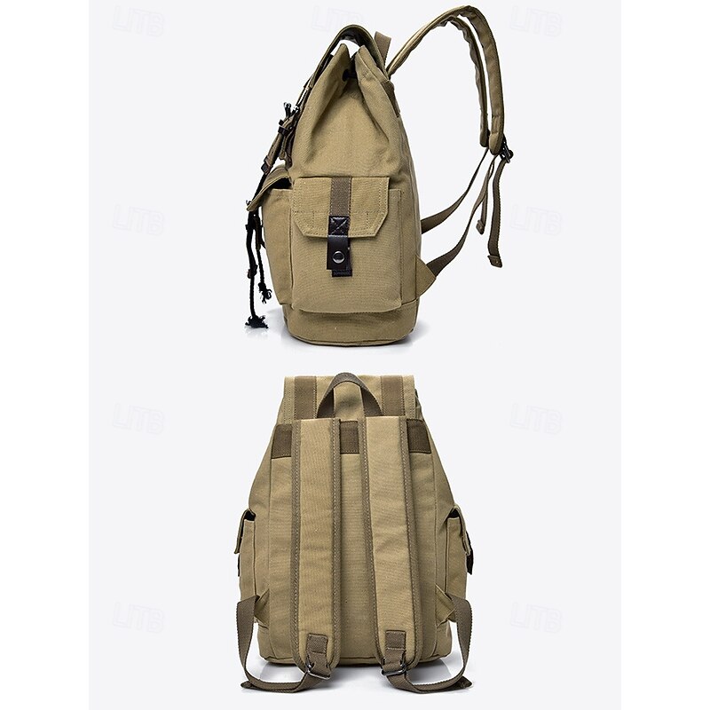 Men's Vintage Canvas Backpack – Large-Capacity Casual Travel Bag for College Students, Outdoor Hiking & Daily Commute3