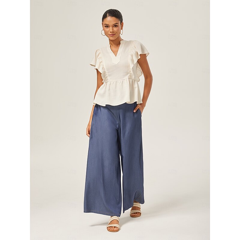 Tencel Denim Wide-Leg Pants3