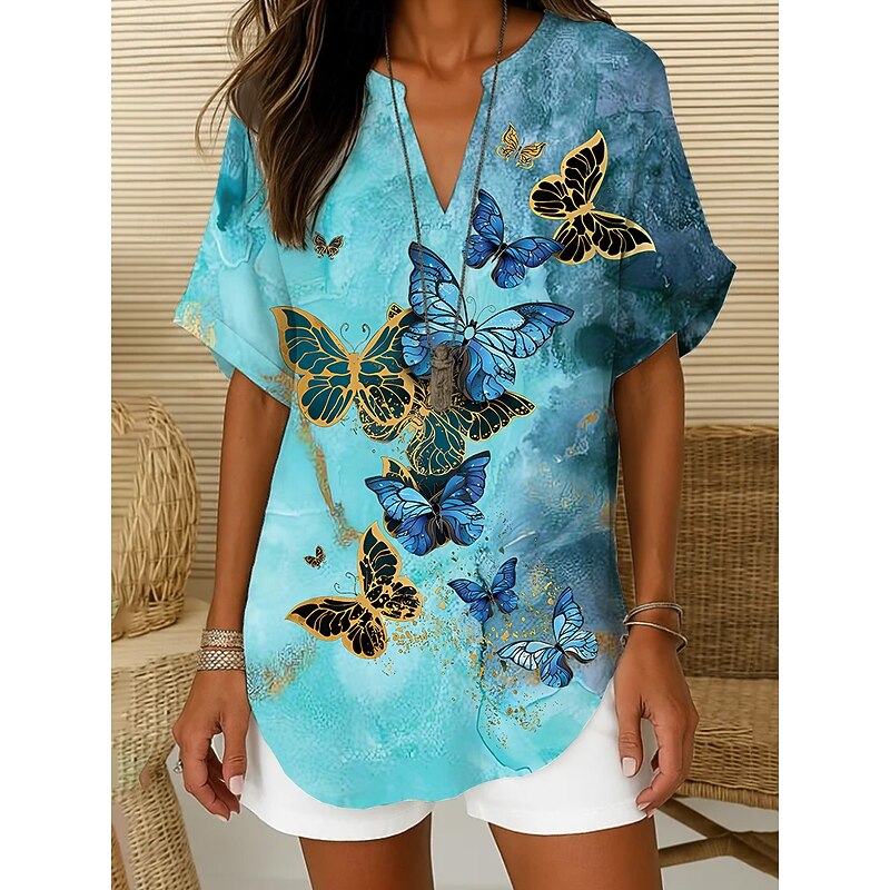 Women's Boho Shirt Graphic Bohemia Vintage Daily Sleeveless Short Sleeve V Neck Regular Tops Daily Holiday Semi Formal White Red Blue Green Beige Summer Spring4