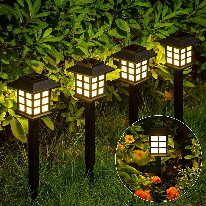 Solar Outdoor Pathway Lights LED Solar Lights Outdoor Waterproof Solar Walkway Lights Maintain 10 Hours of Lighting for Your Garden Landscape Path Yard Patio Driveway - Easy Installation No Wiring