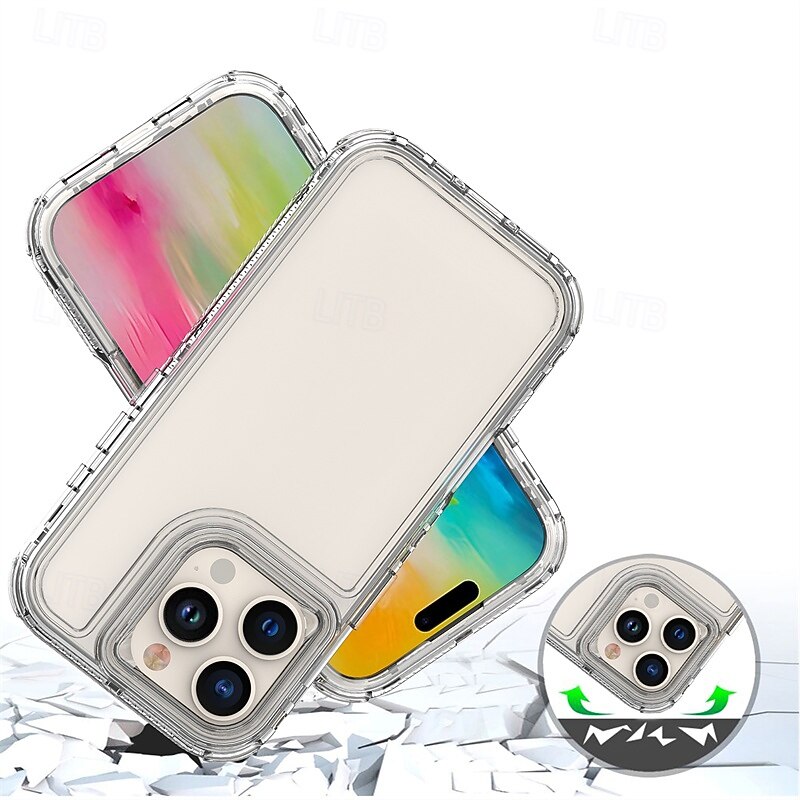 Phone Case For iPhone 17 Pro Max 17 Air 16 15 14 Pro Max Plus 13 Pro Max Back Cover Transparent Shockproof TPU Acrylic PC3