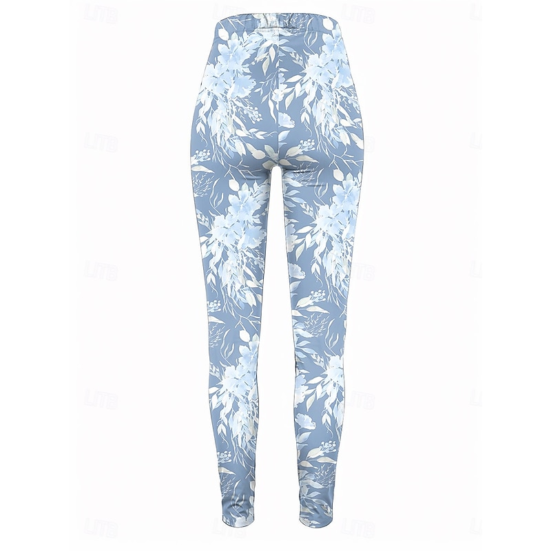 Women's Leggings Vintage Fashion Casual Ankle-Length High Waist Floral Graphic Printing Soft Breathable Stretchy Vacation Casual Daily Violet Robin's Egg Blue Green Khaki Spring Slim Fit2