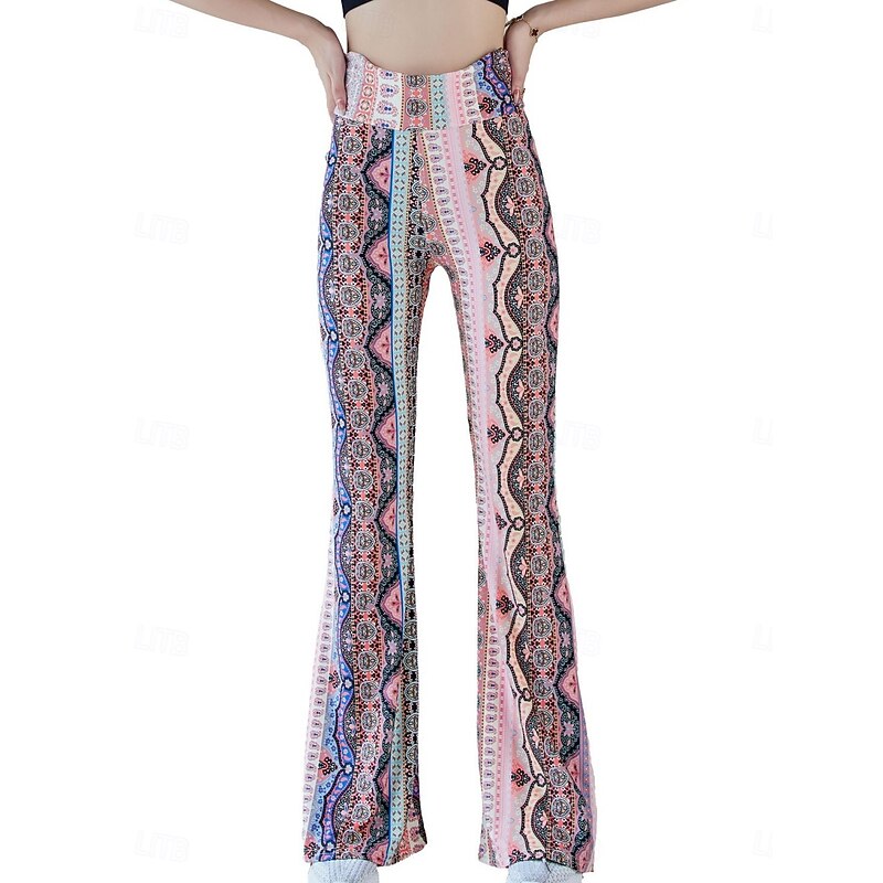 Women's Leggings Vintage Ethnic Style Full Length High Waist Paisley Printing Comfy Soft Comfortable Micro-elastic Outdoor Street Black White Pink Blue Summer Spring Fall Slim Fit4