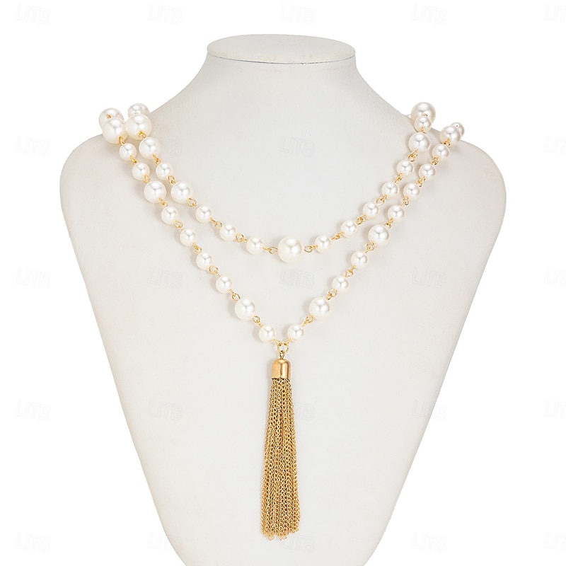 Long Necklace Pearl Women's Elegant Tassel Tassel Fringe Wedding Drops Necklace For Wedding Party Prom2