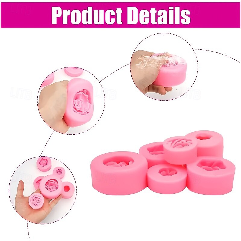 Pink Silicone Fruit Molds 5pcs Pink Silicone Fruit Mold Set - For Candle Decorating DIY Projects Decoration - Orange Strawberry Blueberry Raspberry Pineapple Shapes3