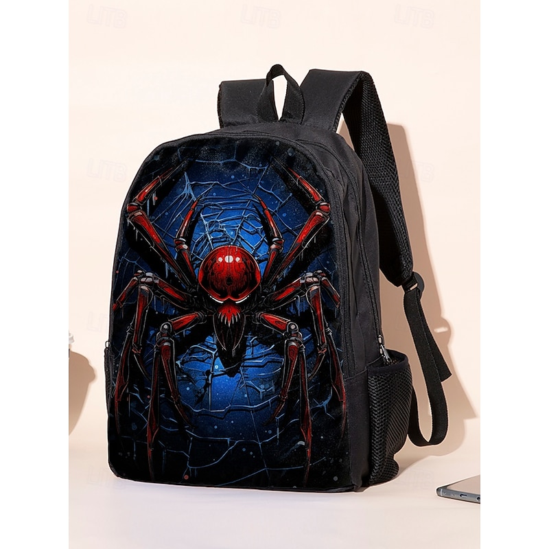 Men's Large Capacity Spider Print Backpack with Double Layer Design – Cool Graphic School Bag for Teens and Outdoor Travel3
