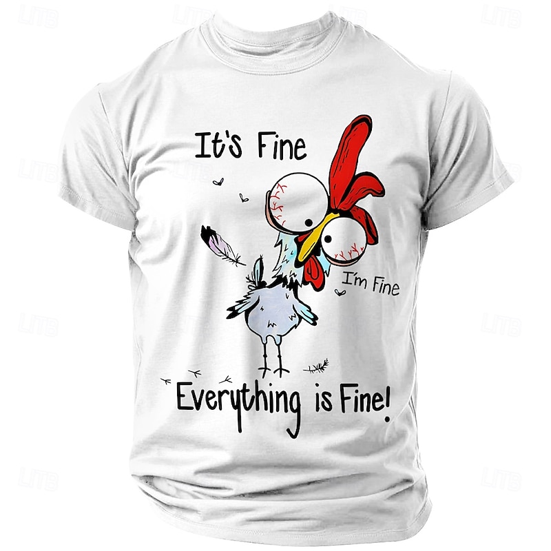 Men's Cartoon Chick T Shirt Short Sleeve T shirt 3D Print Crew Neck Shirt Fashion Daily Basic Street Casual Daily White Blue Khaki Summer Spring All Seasons Clothing Apparel S M L XL XXL XXXL4