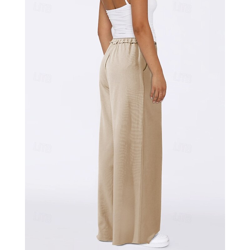 Women's Sweatpants Track Pants Joggers Pants Lace Pocket Wide Leg Baggy Pants / Trousers Sports & Outdoor Athleisure Fall Tennis Golf Running Regular Fit Sportswear Activewear Solid Colored Black3