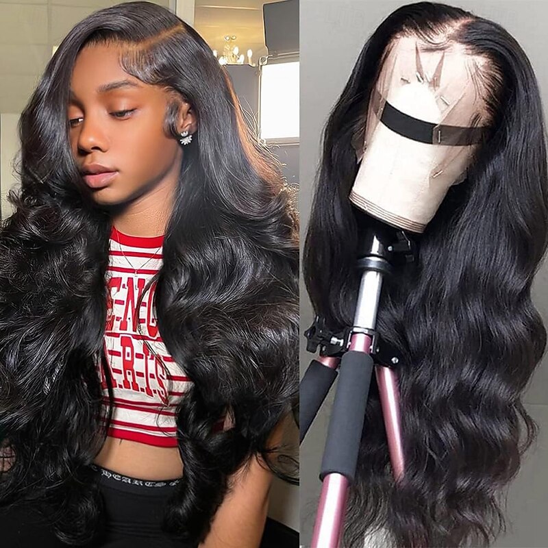 Natural Color 13*4 Front Lace Human Hair Wig  Body Wave Human Hair 180% Density 16-32 Inches3