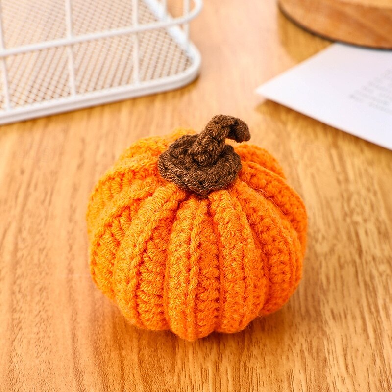 Knitted Halloween Simulation Pumpkins, Soft Decorative Plush Pumpkins for Table Centerpiece, Fall Harvest, Halloween Party, Home Decor Display3