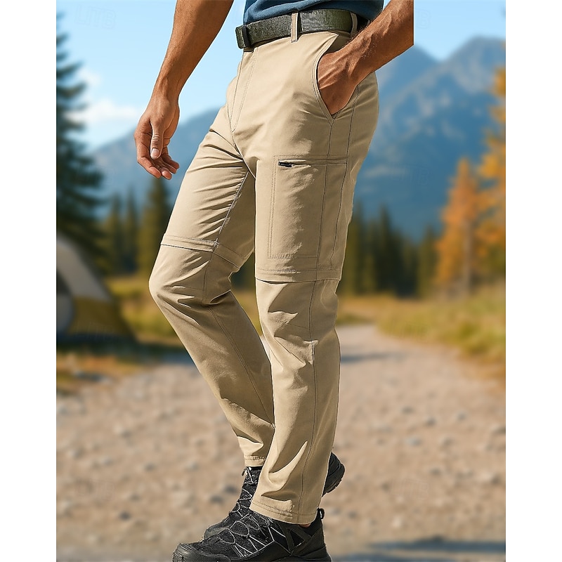 Men's Outdoor Pants Cargo Pants Convertible Zip Off Pants Hiking Pants Trousers Outdoor Regular Fit Waterproof Quick Dry Lightweight Breathable Pants / Trousers Elastic Waist Black Army Green Camping3