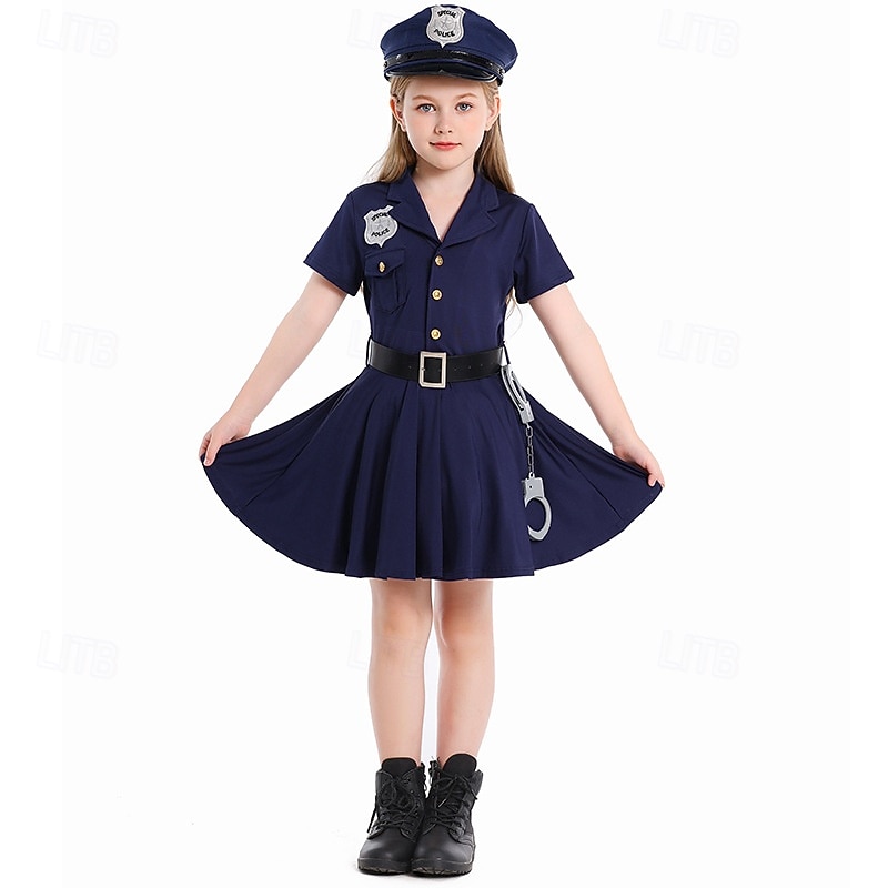 Police Policeman Halloween Dress Costume Uniform STEM Day Career Role Play Cosplay Kid's Girls' Halloween Carnival World Book Day Performance Educational Dress Up School Event Dress Up Easy Halloween3
