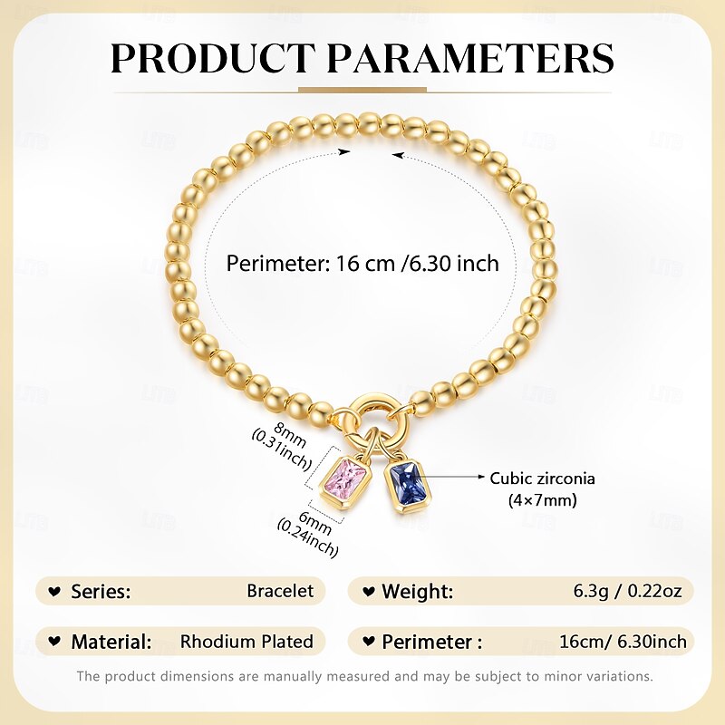 Birthstone Pendant Bracelet - Customized Two Birthstones To Wear Romance On Your Wrist. It Is A Perfect Gift For Your Wife/Mom/Girlfriend On Valentine's Day Mother's Day Christmas And Other Occasion2