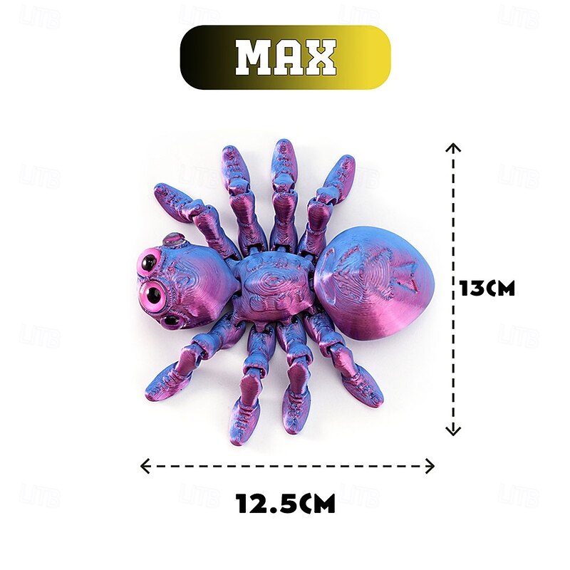 Halloween 3D Printed Spider Figurine, Large Poseable Spider Toy with Movable Joints, Retractable Articulated Animal Model for Halloween Decoration or Prank Props2