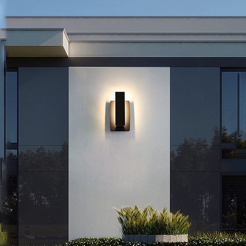 Outdoor LED Wall Light Waterproof IP65 Wall Mount Lighting Fixture Rectangular Black Elegant Frosted White Acrylic Anti Rust Warm White 110-240V