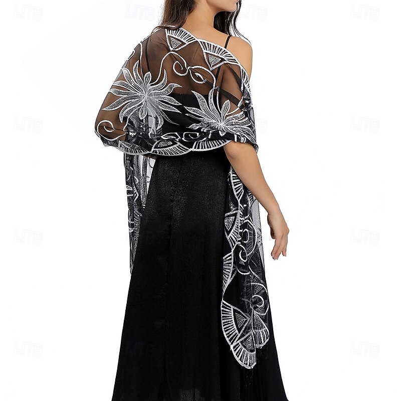 Women's Wrap Elegant Sleeveless Lace Wedding Wraps With Sequin For Wedding Summer3