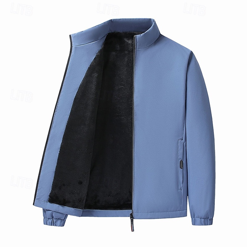 Men's Windbreaker Hiking Jacket Hiking Fleece Jacket Winter Outdoor Thermal Windproof Fleece Jackets Black Blue Grey