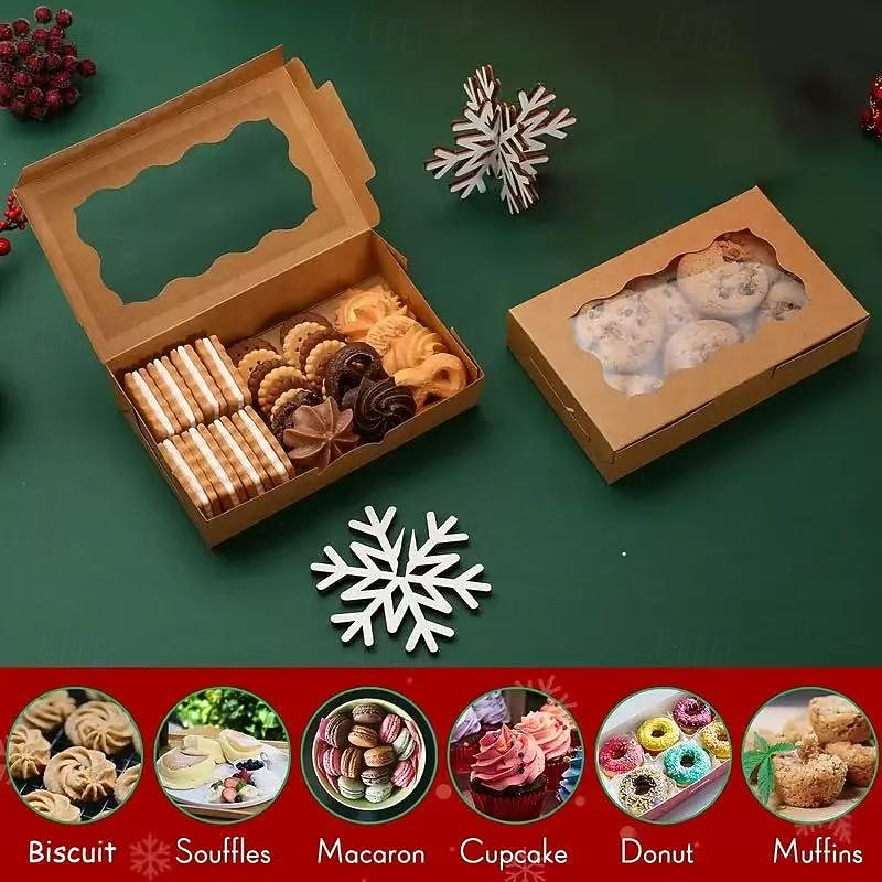 30PCS Clear Paper Bakery Boxes Small Snack Containers for Cookies, Cakes, Candy – Perfect for Wedding, Birthday, Christmas, Thanksgiving, Valentine's Day, Mother's Day, Oktoberfest2