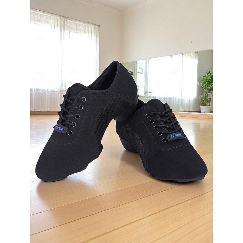Women's Black Lace-Up Dance Sneakers - Breathable Lightweight Jazz and Fitness Practice Shoes for Latin and Ballroom Training4