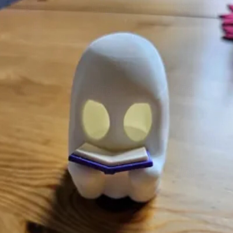 Halloween Read the Ghost Ornament, 3D Printed Ghost Reading Figurine, Spooky Desktop Decoration for Office or Bookshelf Display3