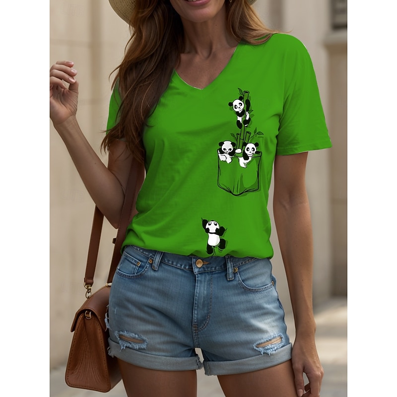 Women's T Shirt Graphic Animal Vintage Stylish Classic Short Sleeve Crew Neck V Neck Round Neck Regular Tops Daily Going out Weekend Print White Yellow Red Blue Purple Summer Spring