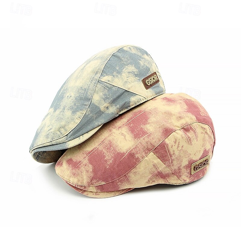 Men's Flat Cap Ascot Hat Newsboy Hat Black Pink Cotton Fashion Casual Street Daily Tie Dye Adjustable Sunscreen Breathable2
