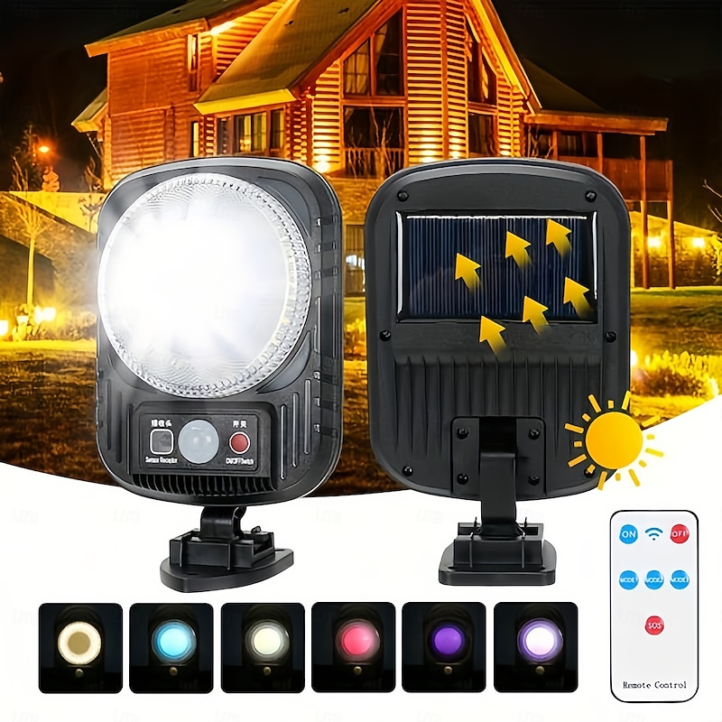 Remote Controlled LED Solar Outdoor Street Lights With Remote Lamp Garden Waterproof Balcony Staircase Human Body Motion Powered Sensing Wall Light  1PC