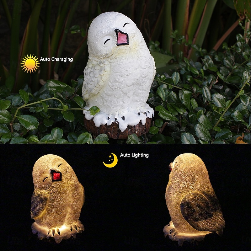 1 Pc outdoor solar waterproof snow owl ground plug light garden courtyard lawn wedding festival decoration light landscape light2