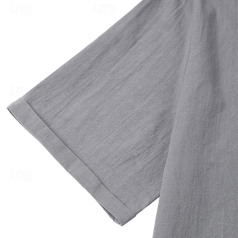 Men's Shirt Linen Shirt Summer Shirt Button Down Shirt Casual Shirt Beach Shirt Plain Vacation Casual Black White Light Green Pink Short Sleeve Collar Summer Clothing Apparel4