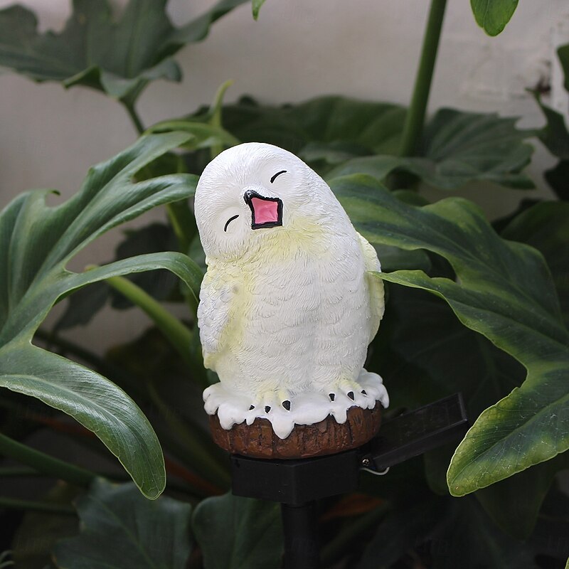 1 Pc outdoor solar waterproof snow owl ground plug light garden courtyard lawn wedding festival decoration light landscape light