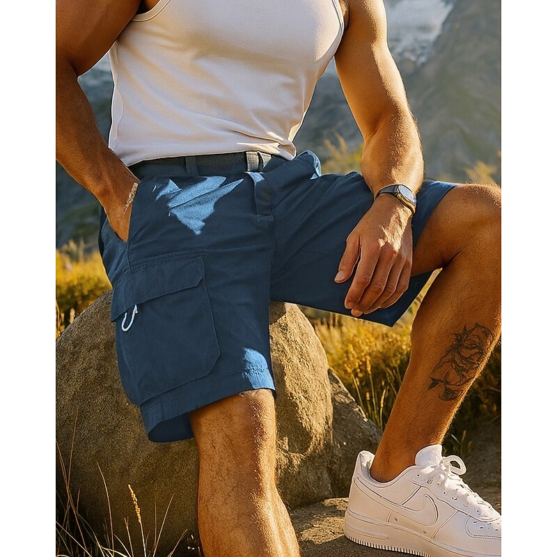 Men's Hiking Shorts sport shorts Summer Outdoor Regular Fit Quick Dry Lightweight Elastic Breathable Shorts Elastic Waist Black Blue Tennis Golf Running M L XL XXL XXXL4