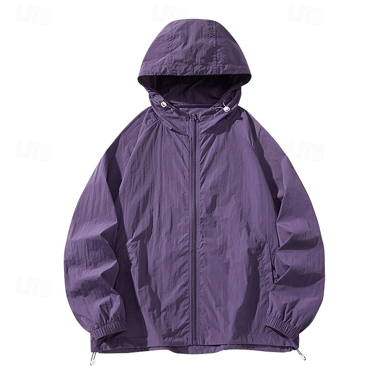 Men's Women's Unisex Running Jacket Outdoor Jacket Full Zip Long Sleeve Outerwear Athletic Solid Colored Sun Protection Quick Dry Lightweight UV Cooling Tennis Golf Running Sportswear Activewear Dark4