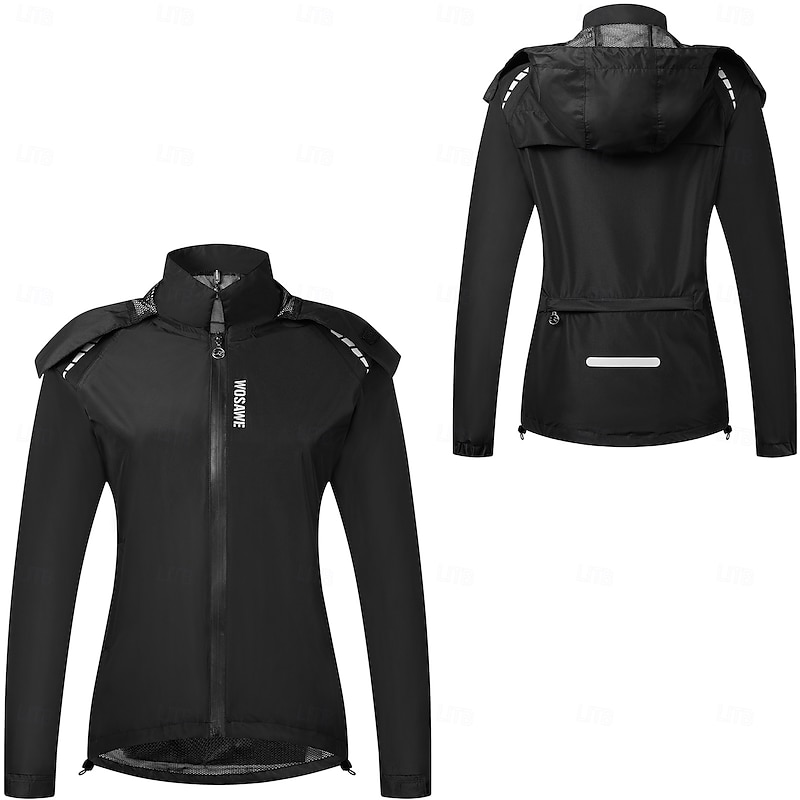 WOSAWE Women's Cycling Jacket Windbreaker Cycling Jersey High Visibility Windproof Rain Waterproof Back Pocket Bike Jacket Tracksuit Mountain Bike MTB Road Bike Cycling City Bike Cycling Black Green4