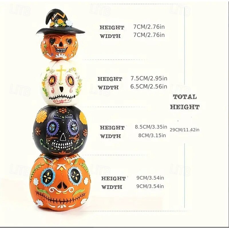 4pcs Halloween Pumpkin Figurines - Resin Table Decorations for Holiday Party3