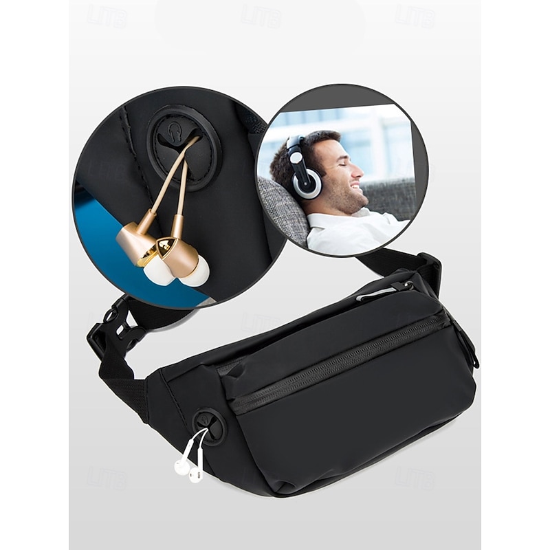 Men's Waterproof Fanny Bag Waist Bag with Reflective Strips - Anti-scratch Chest Bag, Can be worn as a Crossbody Bag, Suitable for Daily Commuting, Travel and Outdoor Activities4