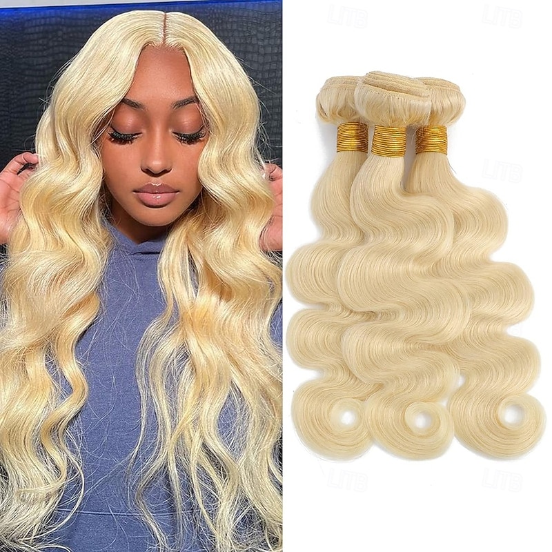 613# Human hair Blonde hair 3 bundle of body wave human hair 300g