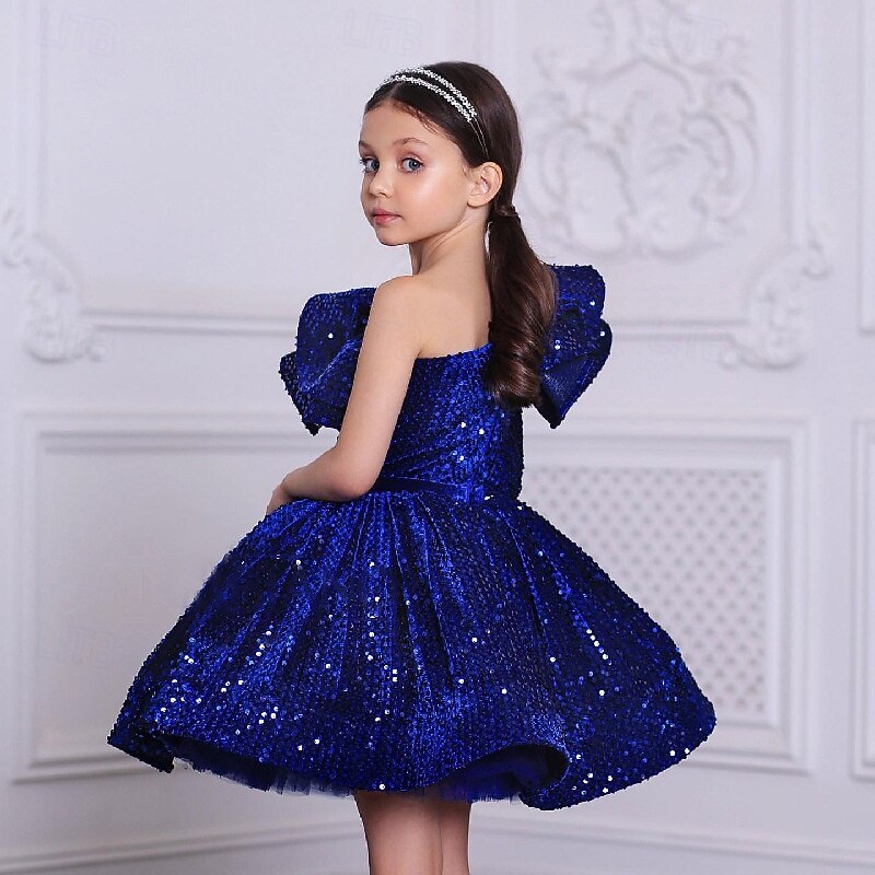 Kids Girls' Party Dress Solid Color Long Sleeve Performance Mesh Princess Sweet Mesh Mid-Calf Sheath Dress Tulle Dress Summer Spring Fall kids Wine Blue Purple3