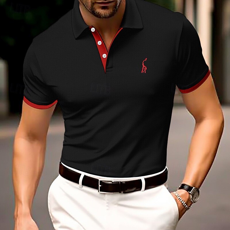 Men's Cotton Polo Shirt Golf Shirt Casual Sports Lapel Ribbed Polo Collar Short Sleeve Fashion Basic Plain Classic Summer Spring Slim Fit Black White Yellow Navy Blue Cotton Polo Shirt4
