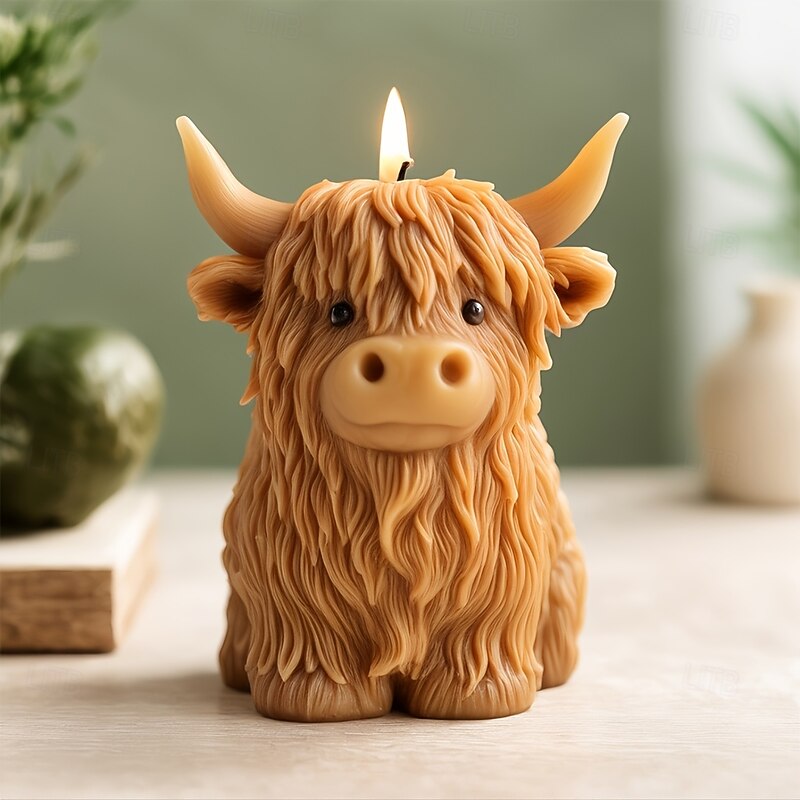 1pc Highland Cow Silicone Candle Mold - Reusable Animal Shaped Mold for DIY Handmade Candles Plaster & Resin Crafts - Farmhouse Home Decor Rustic Gift Making Durable Flexible Silicone