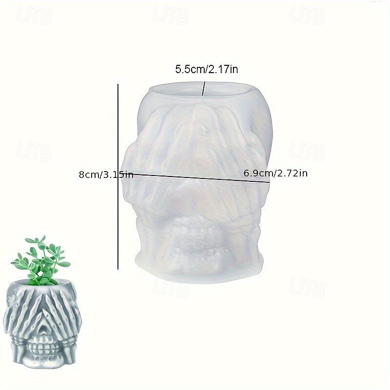 3pcs DTOHO Skull Silicone Resin Molds with Unique Eye Ear & Mouth Designs - Perfect for DIY Crafts & Home Decor Durable Silicone Material Versatile Use for Succulents & Small Plants4