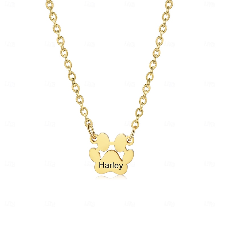 Personalized Paw Necklace with Custom Name and Text, Gift for Mom Wife Girlfriend, Meaningful Jewelry for Mother's Day, Valentine's Day, Birthday, Anniversary