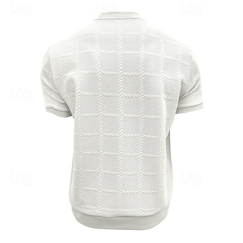 Men's T Shirt Tee Short Sleeve Shirt Tee Top Short Sleeve Crew Neck Summer Plain Fashion Designer Basic Jacquard Vacation Street Going out Black White Top Tee for Men4