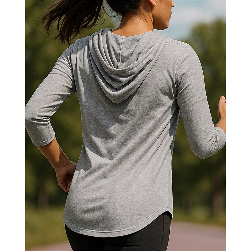 Women's Running Shirt Tennis Shirt Buttons Long Sleeve Tee Tshirt Solid Colored Quick Dry Lightweight Breathable Tennis Golf Running Sportswear Activewear Black White Gray2