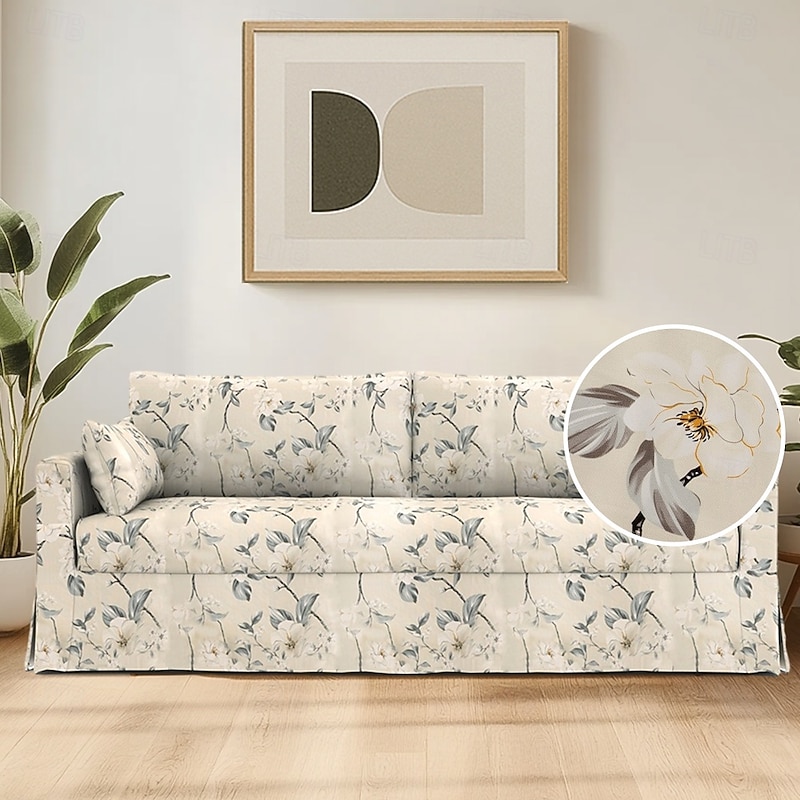 Sofa Cover For HYLTARP Sofa Floral Quilted 100% Cotton Slipcovers - Main Image